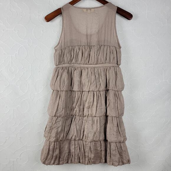 Ya Los Angeles Women Dress Size S Gray Metallic Sleeveless Tie Waist Tiered Mini - Picture 3 of 9